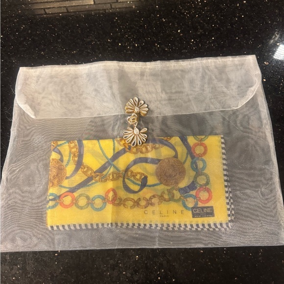 Celine Designer Yellow and Blue Scarf - Picture 5 of 5